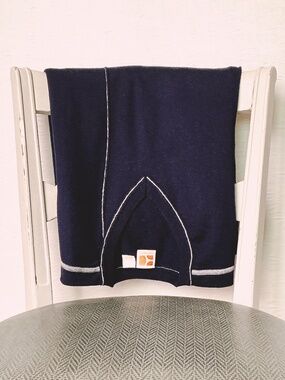 Boss Orange Merino V-Neck Long Sleeve Navy Blue Sweater w/ Grey Accent Stitch XL
